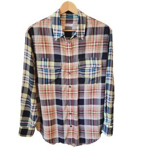 EQUIPMENT Femme Shirt Pink Blue Plaid 100% Silk Button Down Lightweight Blouse